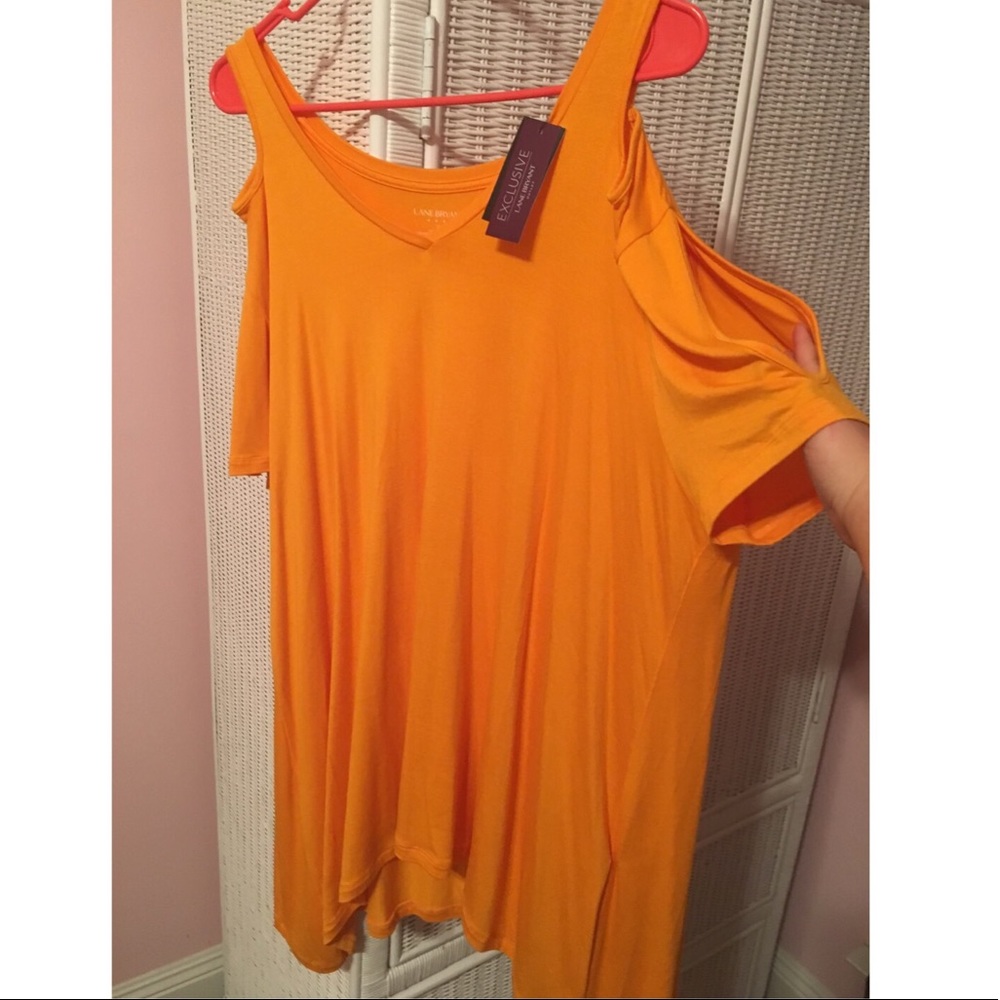Fall Yellow cold shoulder slit in sleeve long top!